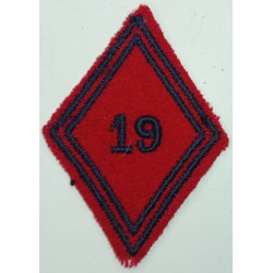 Losange de bras Troupe / Militaire du Rang du 19ème Régiment d'Artillerie à coudre