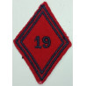 Losange de bras Troupe / Militaire du Rang du 19ème Régiment d'Artillerie à coudre