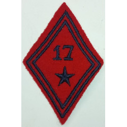 Losange de bras Troupe / Militaire du Rang du 17ème Régiment d'Artillerie à coudre