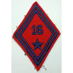Losange de bras Troupe / Militaire du Rang du 16ème Régiment d'Artillerie à coudre