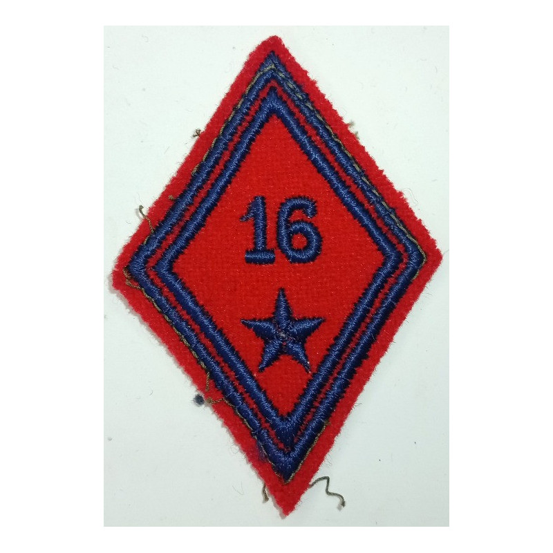 Losange de bras Troupe / Militaire du Rang du 16ème Régiment d'Artillerie à coudre