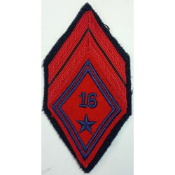 Losange de bras Caporal Appelé du Contingent du 16ème Régiment d'Artillerie à coudre