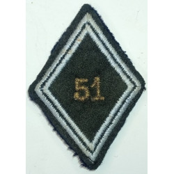 Losange de bras Sous-Officier / Officier du 51ème Régiment de Transmissions à crochets
