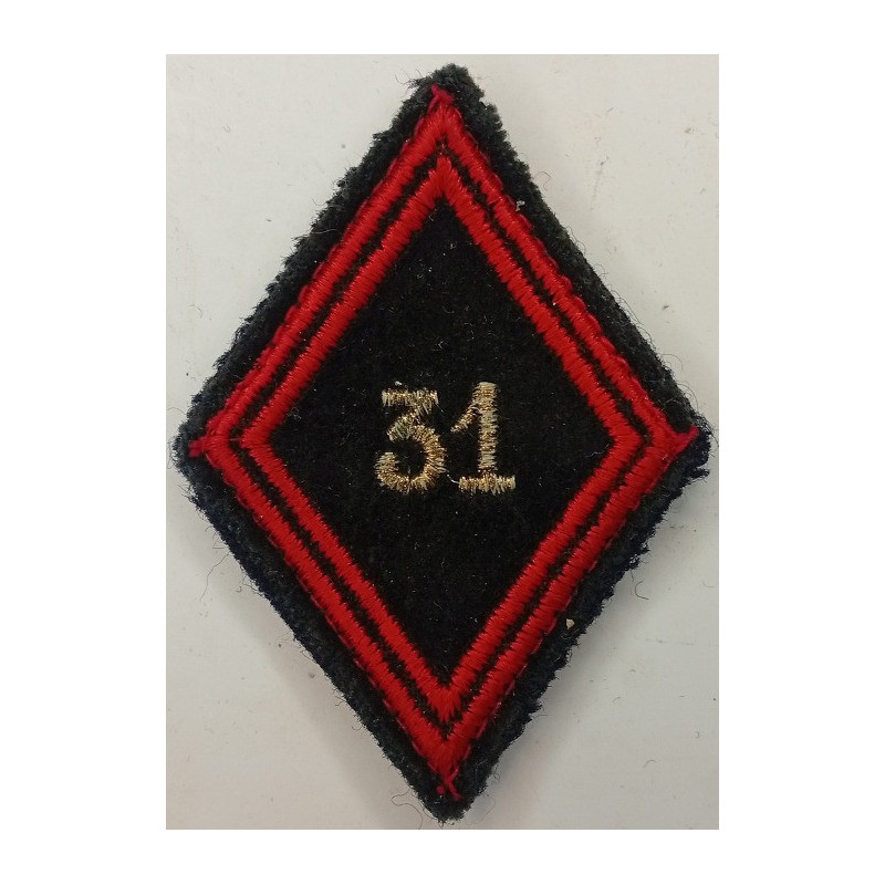 Losange de bras Sous-Officier / Officier du 31ème Régiment du Génie à crochets