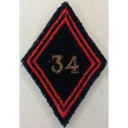 Losange de bras Sous-Officier / Officier du 34ème Régiment du Génie à crochets