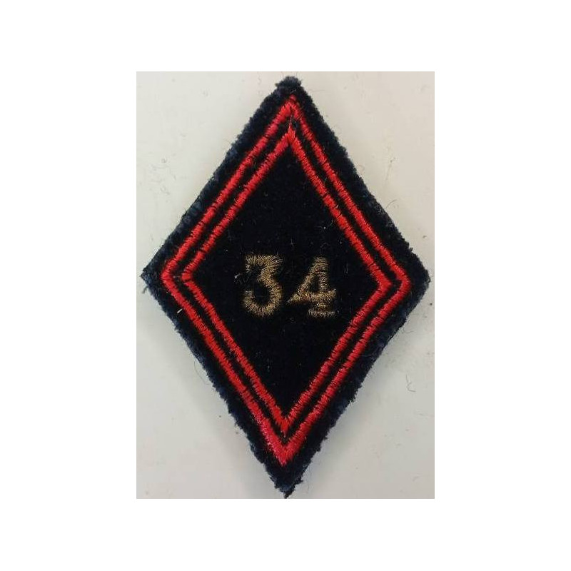 Losange de bras Sous-Officier / Officier du 34ème Régiment du Génie à crochets