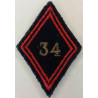 Losange de bras Sous-Officier / Officier du 34ème Régiment du Génie à crochets