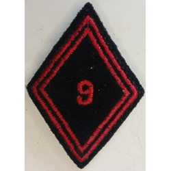 Losange de bras Troupe / Militaire du Rang du 9ème Régiment du Génie à crochets