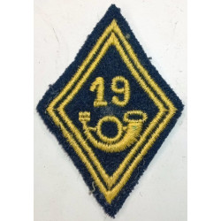 Losange de bras Troupe / Militaire du Rang du 19ème Bataillon / Groupe de Chasseurs à Pied à coudre
