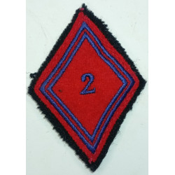Losange de bras Troupe / Militaire du Rang du 2ème Régiment d'Artillerie à crochets