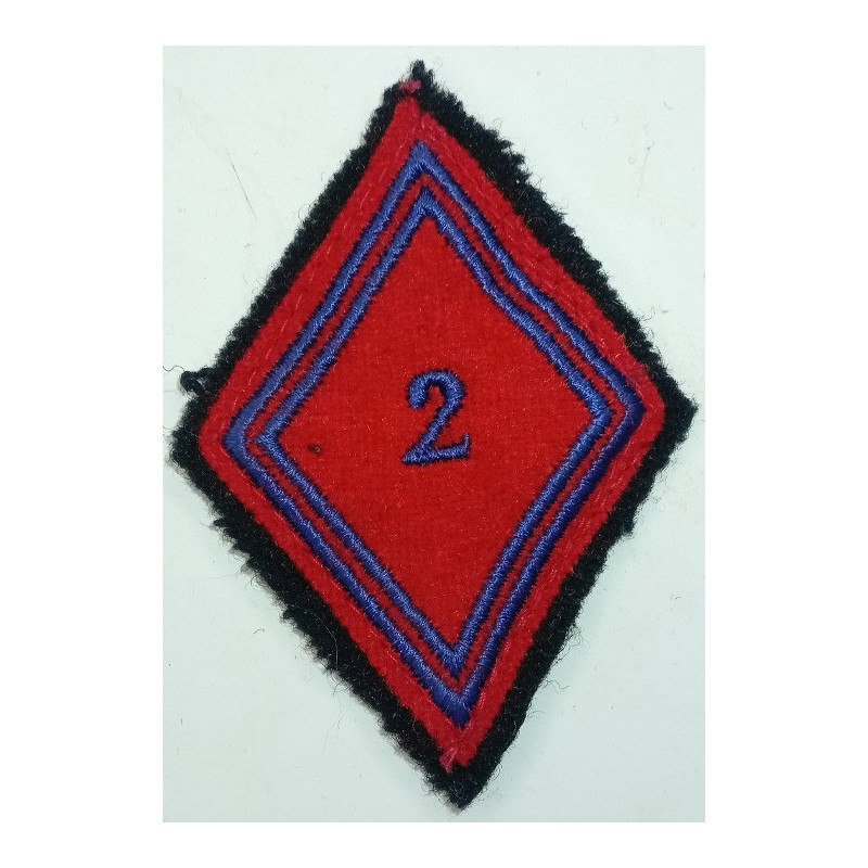 Losange de bras Troupe / Militaire du Rang du 2ème Régiment d'Artillerie à crochets