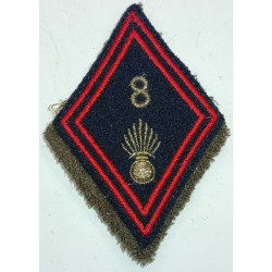 Losange de bras Sous-officier / Officier du 8ème Régiment d'Infanterie à coudre - Epoque Algérie