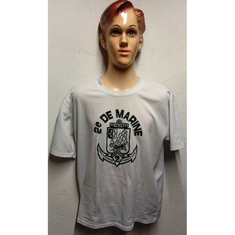 Tee-shirt de sport Blanc en Baumwolle 2ème Régiment d'Infanterie de Marine - Armée Française Occasion