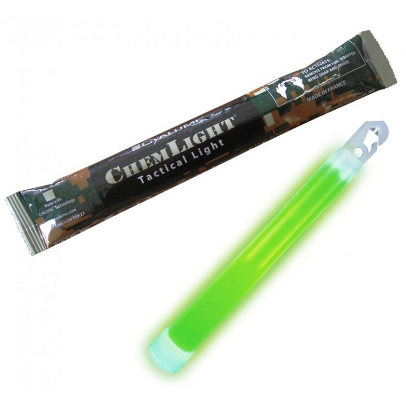 Baton lumineux ChemLight / Cyalume - Lumière VERT - Durée 12 Heures