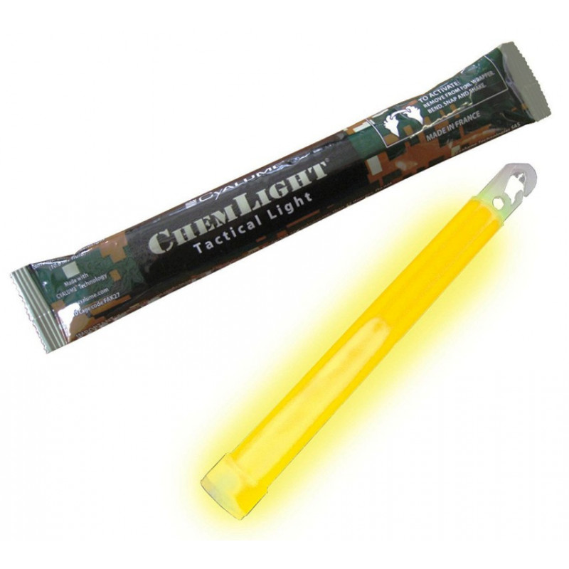 Baton lumineux ChemLight / Cyalume - Lumière JAUNE - Durée 12 Heures