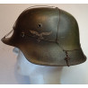 Casque Luftwaffe Modèle 1942 avec Insigne camouflé 3 tons Normandie et grillagé - Jus Combat intouché WW2