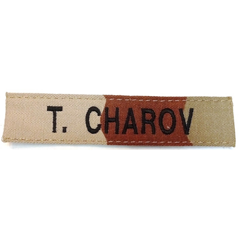 Bande patronymique nominative d'un Légionnaire pour veste de treillis Félin T4 Camouflage Zone Désertique (2) - Légion Etrangère Bande patronymique nominative d'un Légionnaire pour veste de treillis Félin T4 Camouflage Zone Désertique (2) - Légion Etrangère