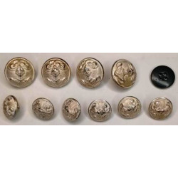 Jeu de boutons complet pour Vareuse de TDF Arme Blindée Cavalerie