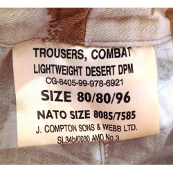 Pantalon de combat camouflé DPM Désert Armée Anglaise Occasion