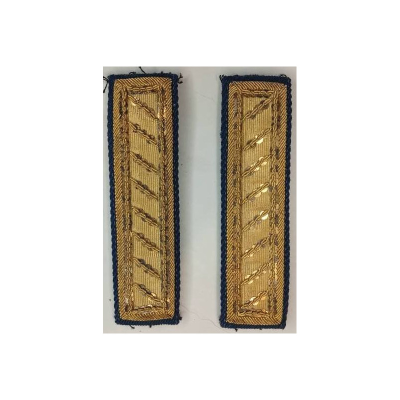 Paire de Parements d'épaules de Vareuse Bleu de France Officier Armes Jaunes