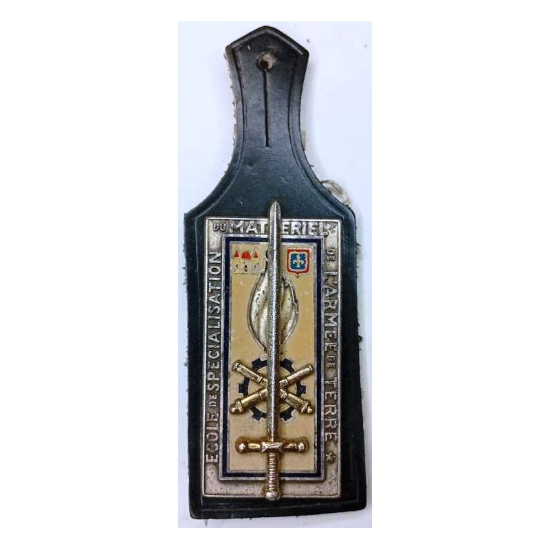 Ecole de Spécialisation du Matériel de l'Armée de Terre - Fond ocre sur cuir (Dra)