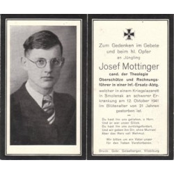 Avis de Décès : 1ère Classe Infanterie Josef Mottinger