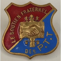 Insigne de la Mutuelle Postale "Le Soutien Fraternel des P.T.T." - Broche en émail / Fin 19ème Siècle