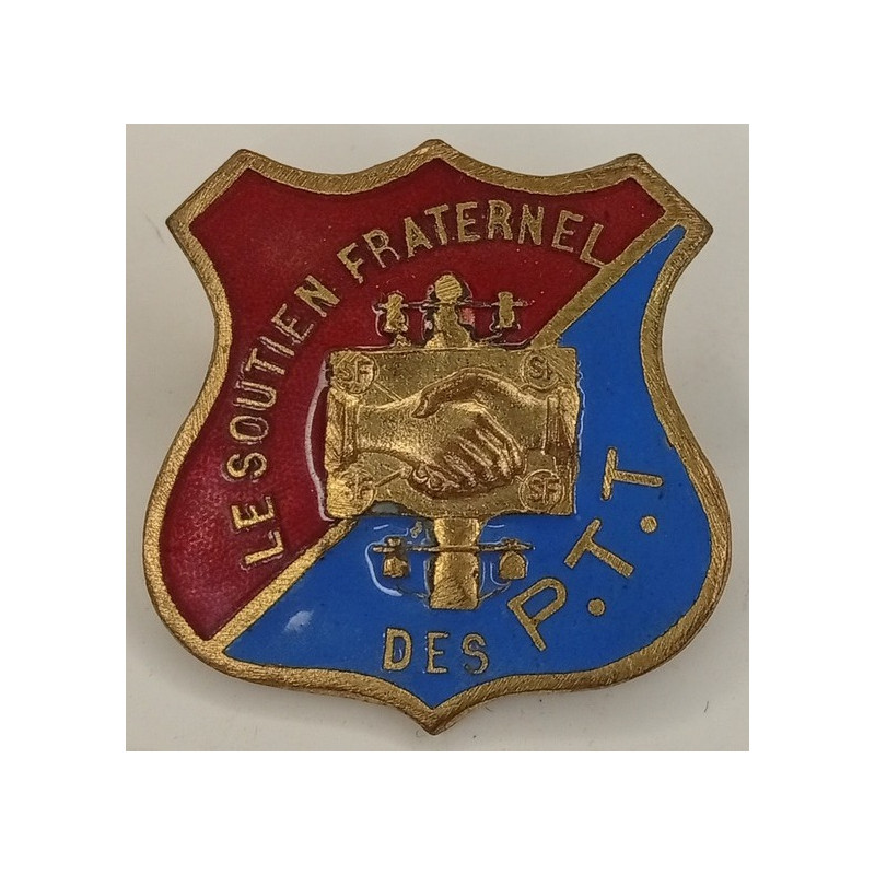Insigne de la Mutuelle Postale "Le Soutien Fraternel des P.T.T." - Broche en émail / Fin 19ème Siècle