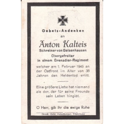 Avis de Décès : Caporal-chef Grenadier Anton Kalteis