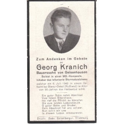 Avis de Décès : Soldat Compagnie Mitrailleurs Georg Kranich