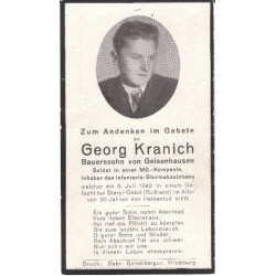 Avis de Décès : Soldat Compagnie Mitrailleurs Georg Kranich