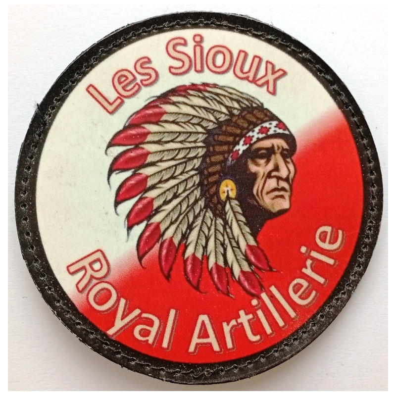 Ecusson en toile cirée imprimée velcro du 1er Régiment d'Artillerie - 6ème Batterie "Les Sioux"