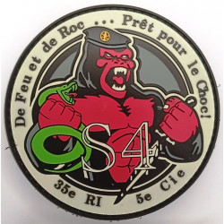 Ecusson caoutchouc fluorescent velcro de la S.4 / 4ème Section de la 5ème Compagnie du 35ème Régiment d'Infanterie