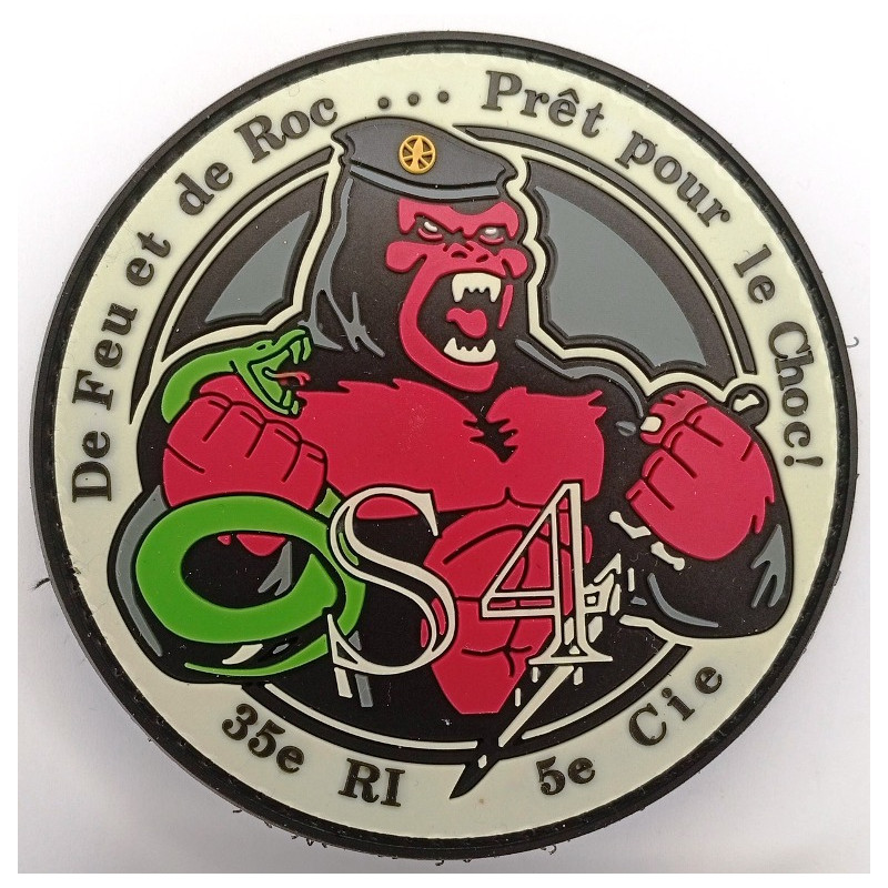 Ecusson caoutchouc fluorescent velcro de la S.4 / 4ème Section de la 5ème Compagnie du 35ème Régiment d'Infanterie