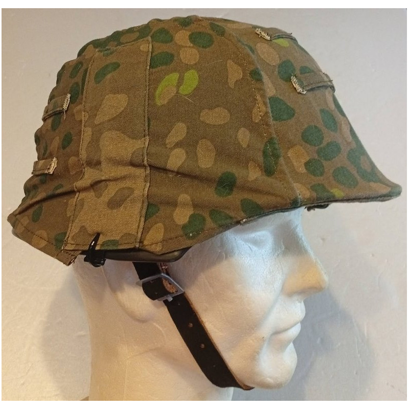 REPRODUCTION de Casque + Couvre-casque en toile camouflée de la Waffen S.S.