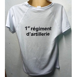 Tee-Shirt de Sport Régimentaire en Baumwolle Blanc du 1er Régiment d'Artillerie NEUF