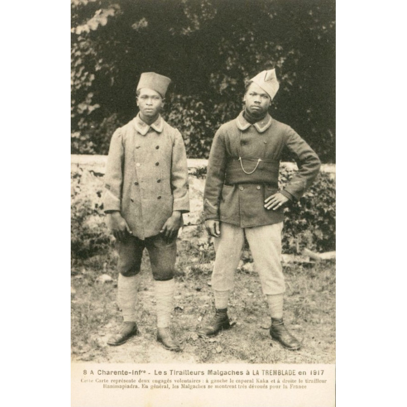 Carte Postale : 2 Tirailleurs Malgaches à La Tremblade en 1917