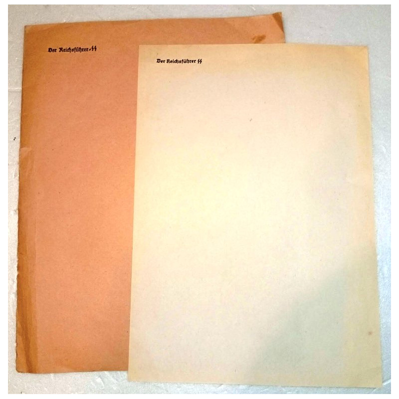 Pochette + 1 feuille de papier à lettre à entête "Der Reichsführer-SS" - Allemand 39/45