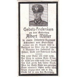 Avis de Décès : Caporal d'Infanterie Albert Müller