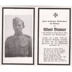 Avis de Décès : 1ère Classe de Grenadier Alfons Brunner