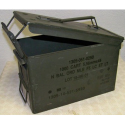 Caisse à munitions étanche Armée française pour 1000 cartouches de 5,56mm