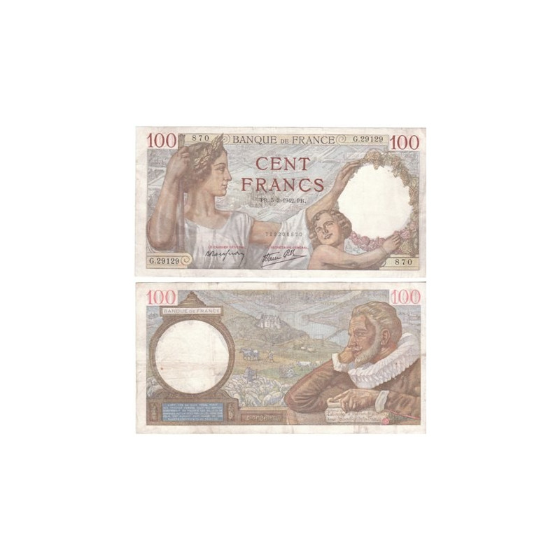 Billet de Banque de 100 Francs Sully 8-8-1940