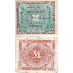 Billet d'invasion Américain de l'Allemagne de 1/2 Mark