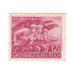 Timbre poste GrossDeutsches Reich "Ein Volk steht auf" 12+8 Pfennig Neuf