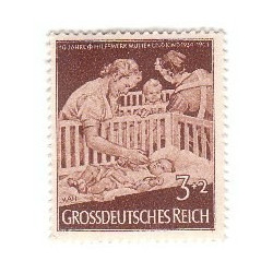 Timbre poste GrossDeutsches Reich 10 Jahre Winterhilfswerk Mutter und Kind 3+2 Pfennig Neuf
