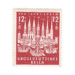 Timbre poste GrossDeutsches Reich 800 Jahre Lübeck 12+8 Pfennig Neuf