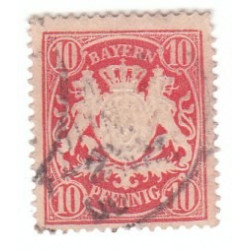 Timbre de 10 Pfennig BAYERN oblitéré