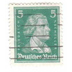 Timbre poste Deutsches Reich Friedrich Schiller 5 Pfennig oblitéré