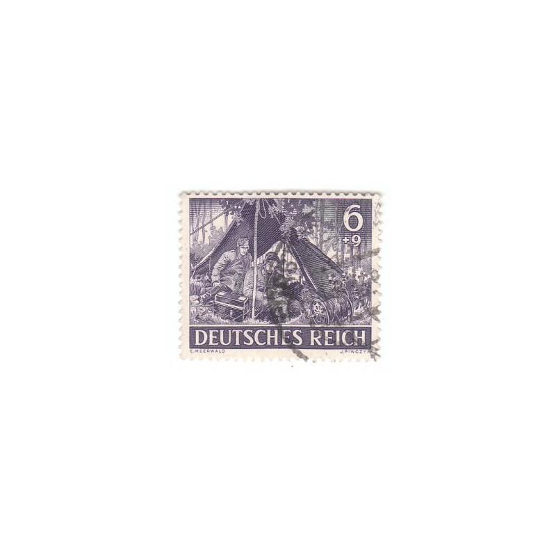 Timbre poste Deutsches Reich Transmetteur radio 6+9 Pfennig oblitéré