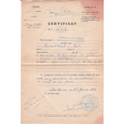 Certificat de Visite d'un gendarme au Service de Santé du 1er Régiment d'Artillerie